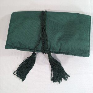 Crabtree & Evelyn Green Travel Wrap Pouch Bag Jewelry Cosmetic Toiletries Tassel